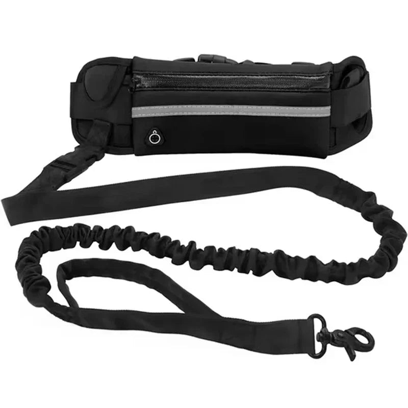 Hands Free Reflective Dog Leash With Waist Bag Retractable Belt