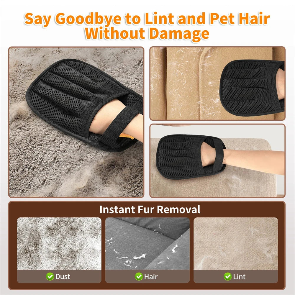 NONECN Five Finger Electrostatic Pet Hair Removal Gloves