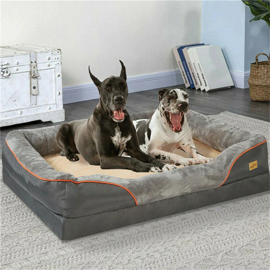 Borwart Jumbo Orthopedic Memory Foam Dog Bed with Removable Cover