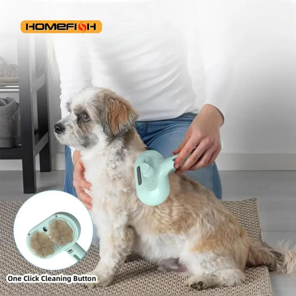 AEHOME Steam Brush For Dogs Grooming Tool With Steam Spray