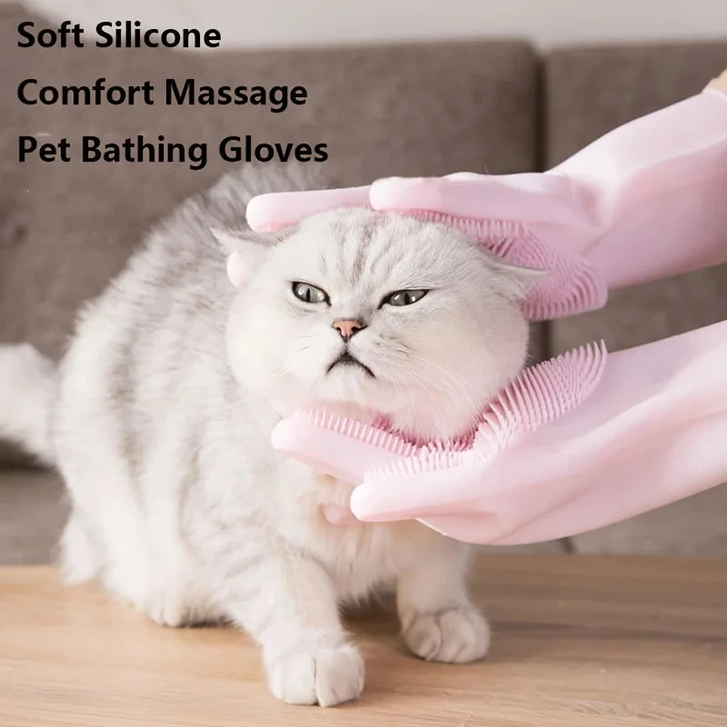 Eco Silicone Pet Grooming Gloves for Bathing Deshedding