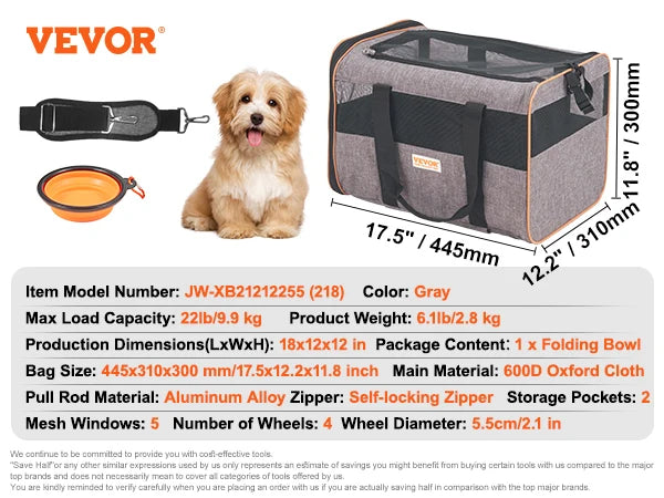 Pet Carrier Backpack With Wheels And Telescopic Handle For Travel