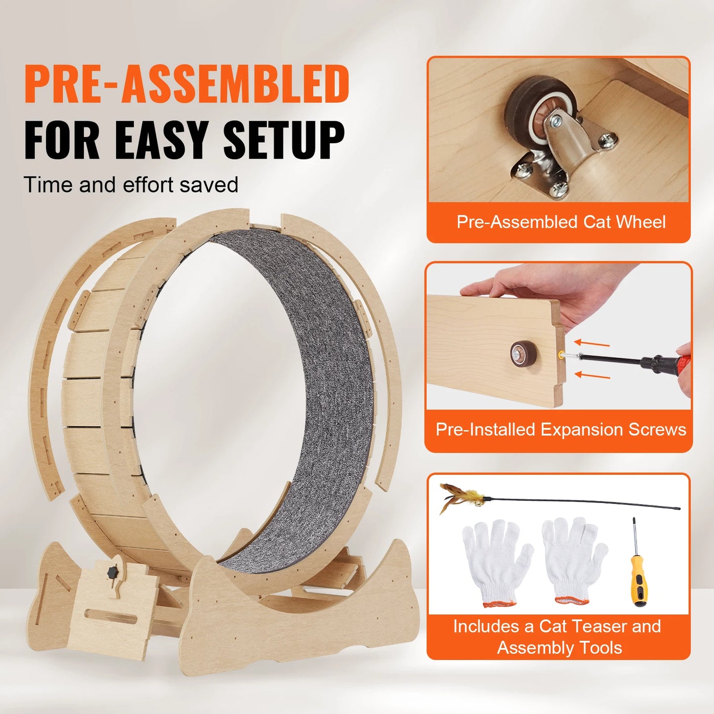 SucceBuy Wooden Cat Exercise Wheel For Indoor Running