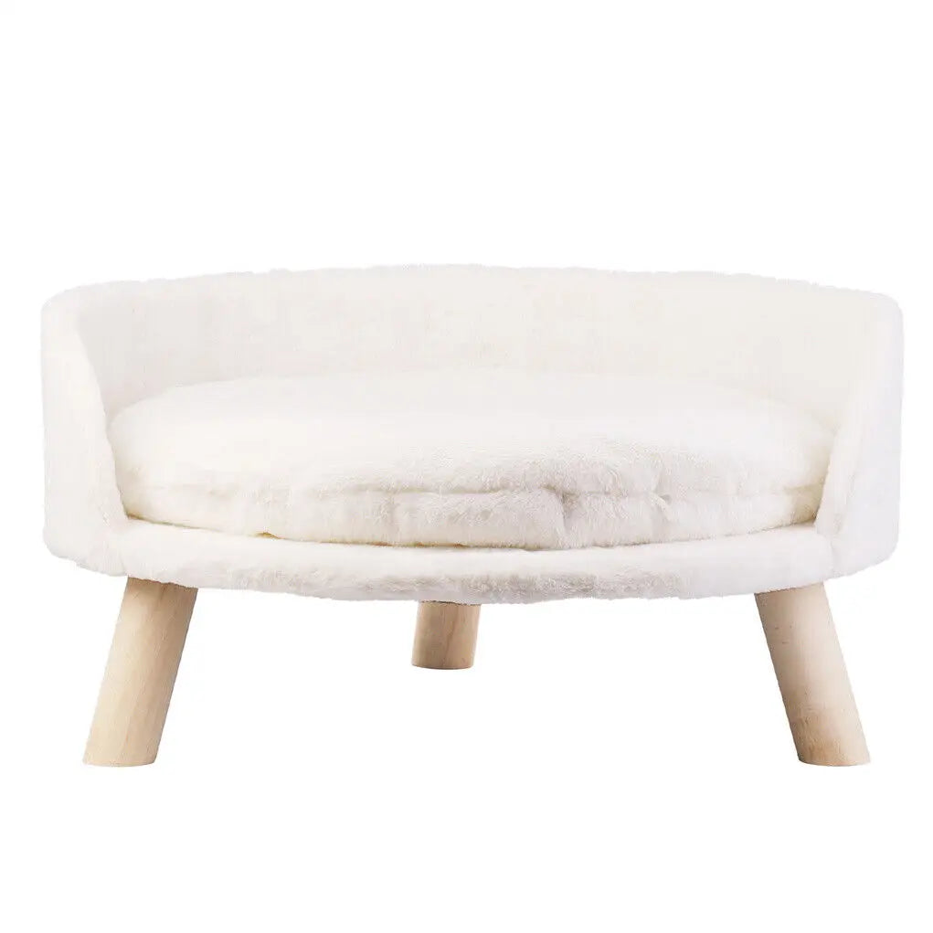 NONECN Luxury Soft Cat Bed Plush Cushion And Wood Legs