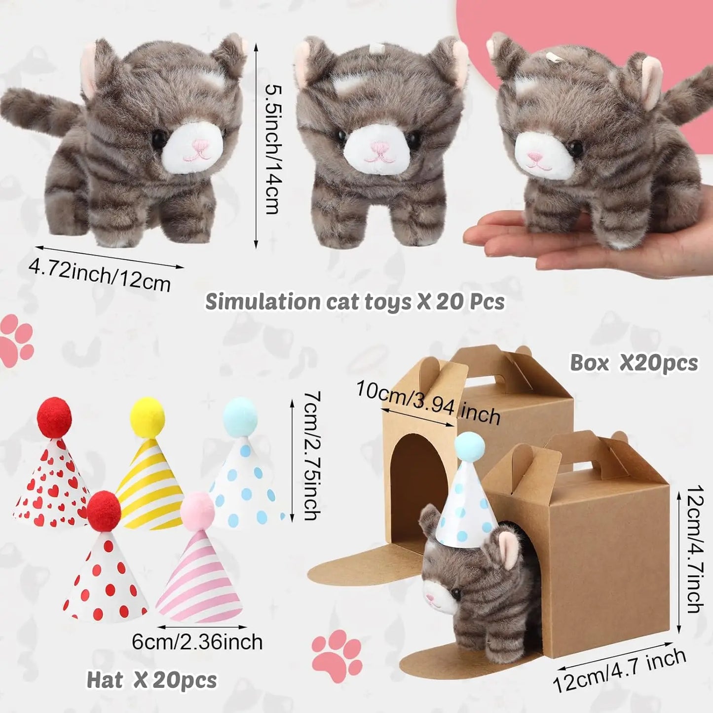 Mini Plush Cat Toys Set For Adoption Events And Parties