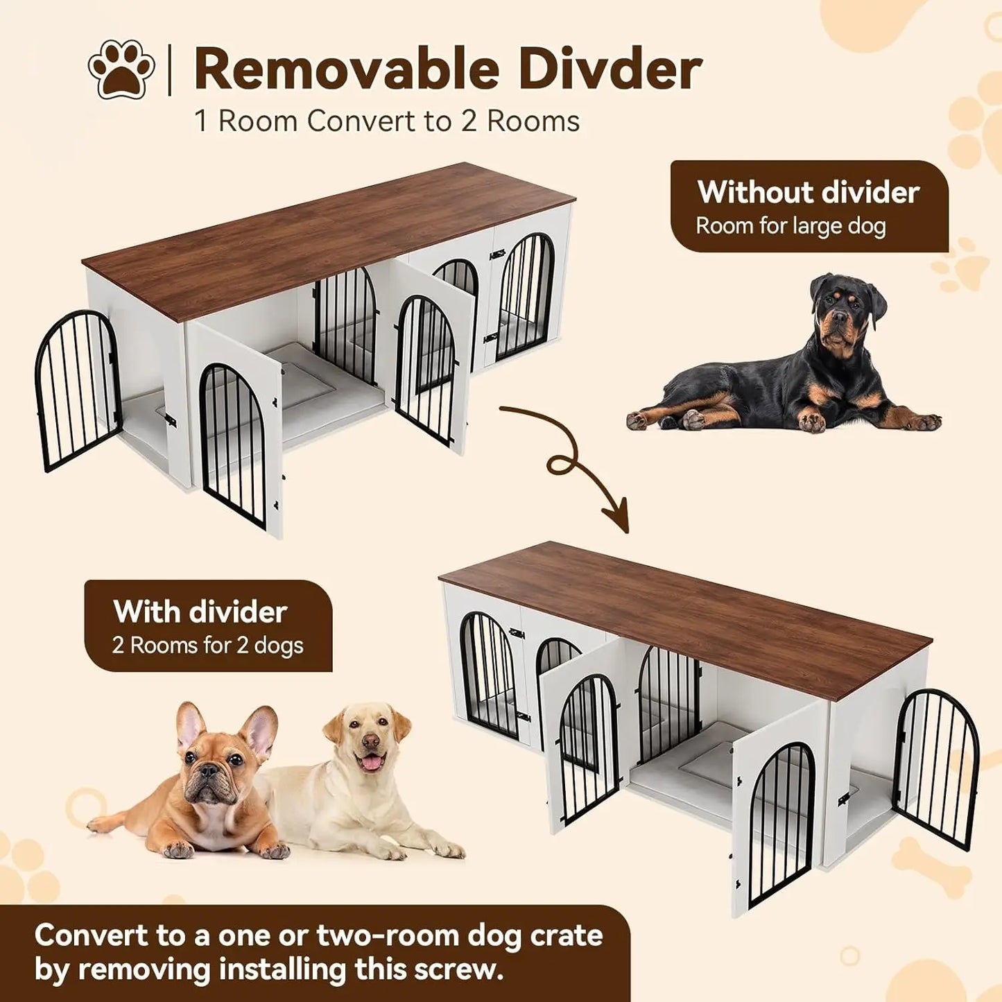 HiMISS Dog Crate Furniture Doubles As TV Stand And Kennel