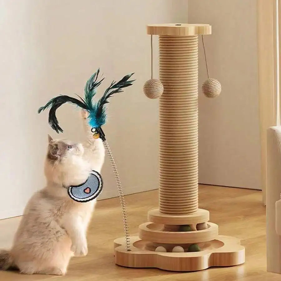 4 In 1 Interactive Toy With Scratch Pole Teaser Stick