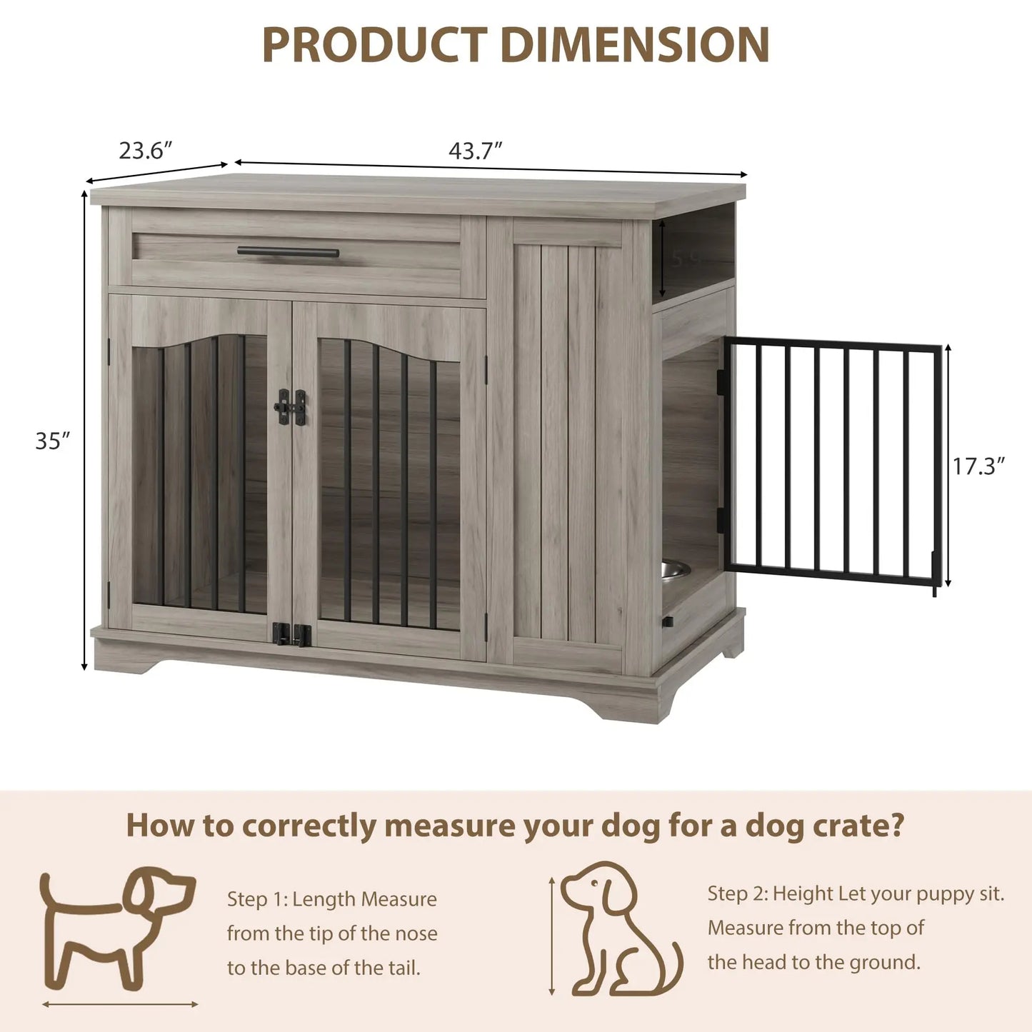 HiMISS Furniture Style Dog Crate Heavy Duty Kennel With Drawer