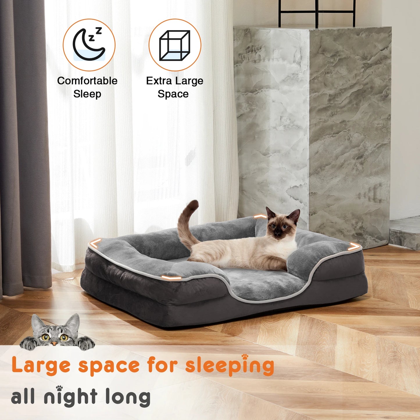 JHK Orthopedic Dog Bed With Memory Foam And Removable Cover