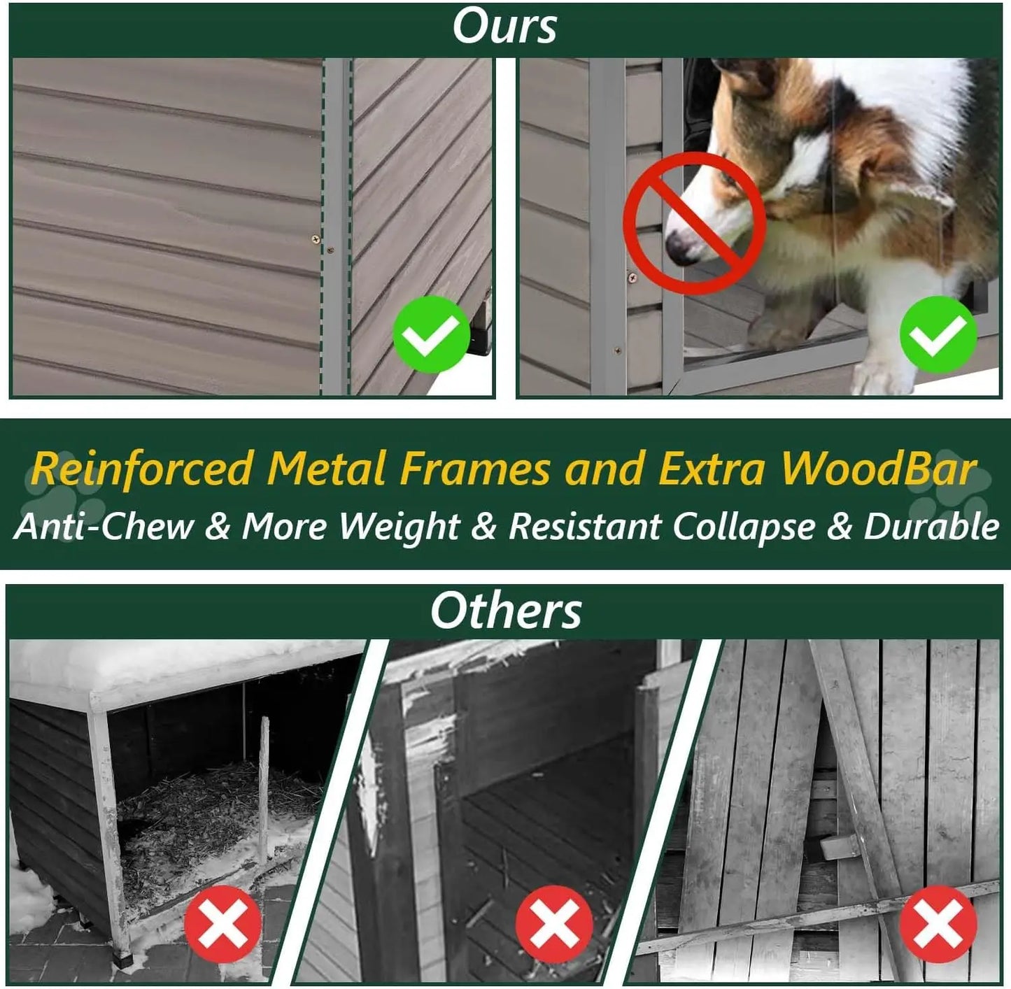 PetsCosset Wooden Dog House Outdoor Kennel For Large Dogs