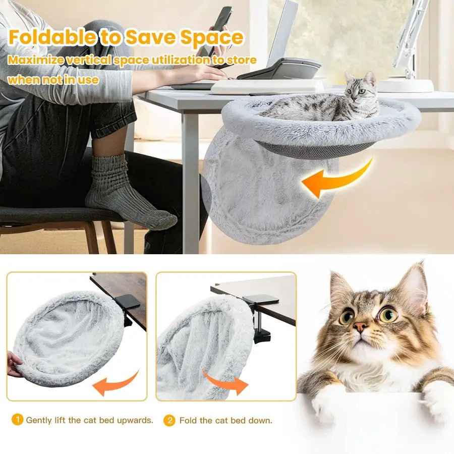 Cat Desk Bed Sunken Hammock With Steel Clamp Holds 40lbs