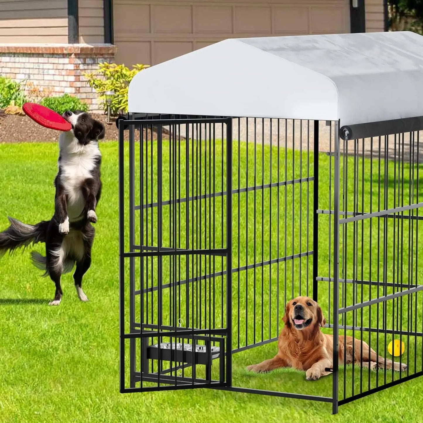 TWISTER.CK Heavy Duty Outdoor Dog Kennel With Roof