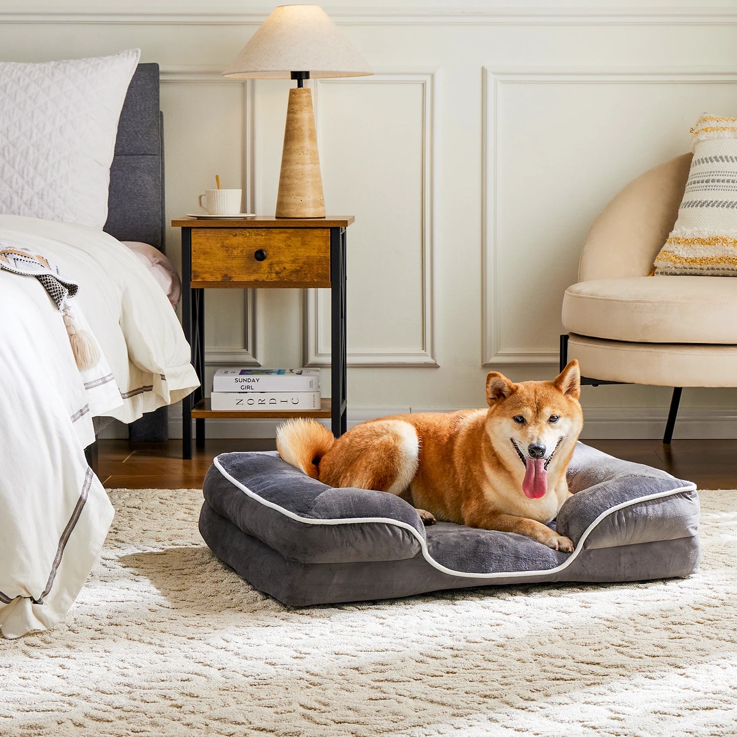 JHK Orthopedic Dog Bed With Memory Foam And Removable Cover