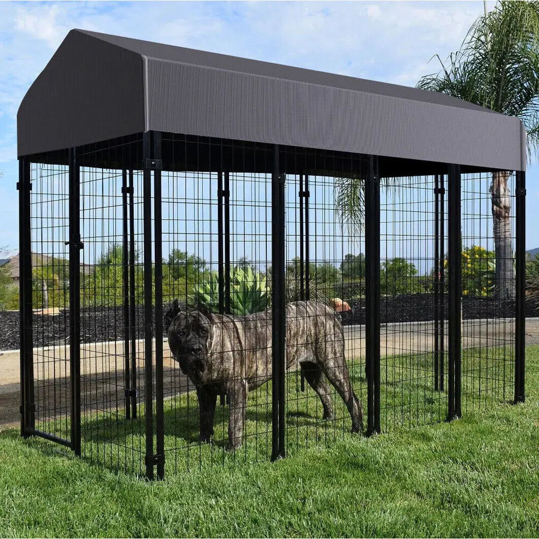 Dog Cage Pet Run Enclosure Playpen With Roof For Outdoor Kennel High Fence