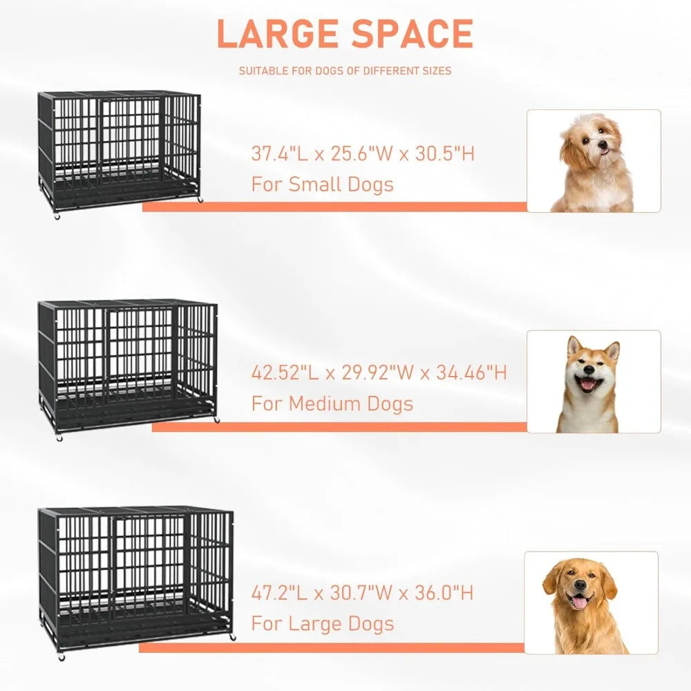 RBXC Heavy Duty Indestructible Dog Crate With Lockable Wheels