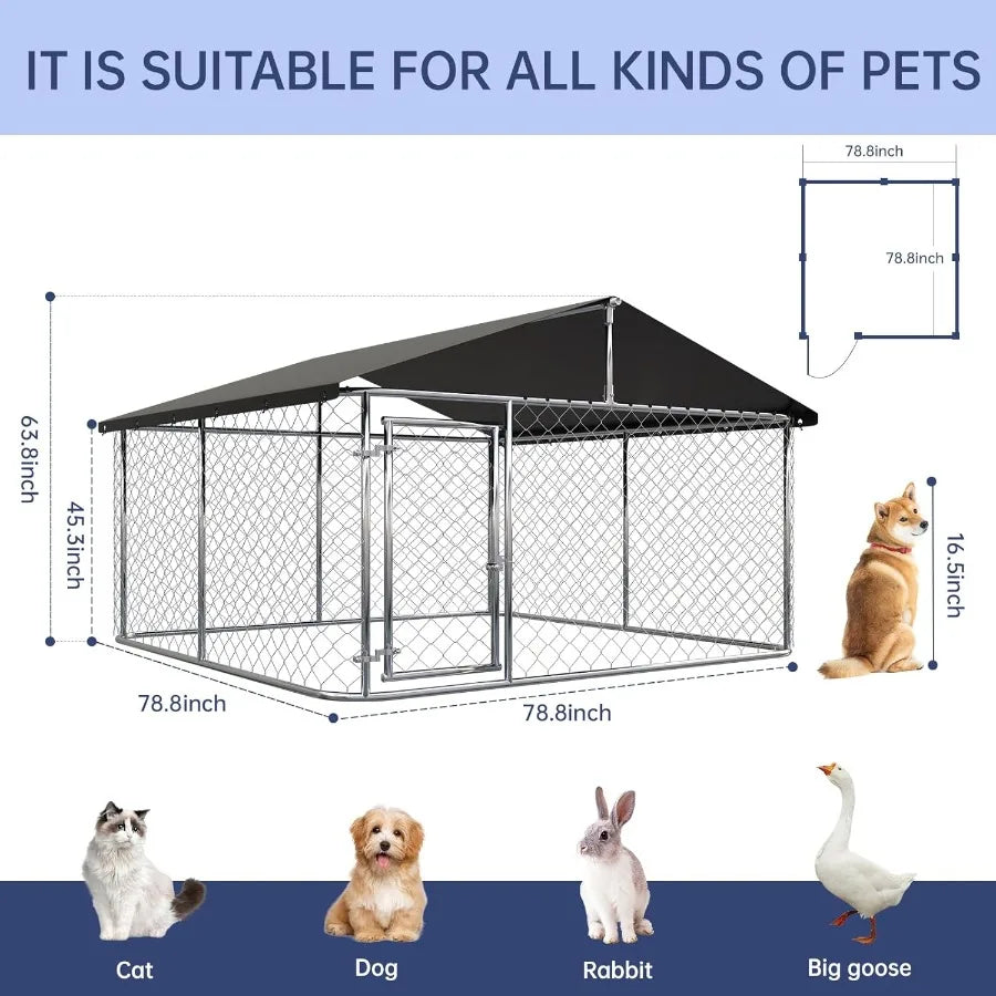 Outdoor Dog Enclosure Heavy Duty Mesh Cage Secure Lock