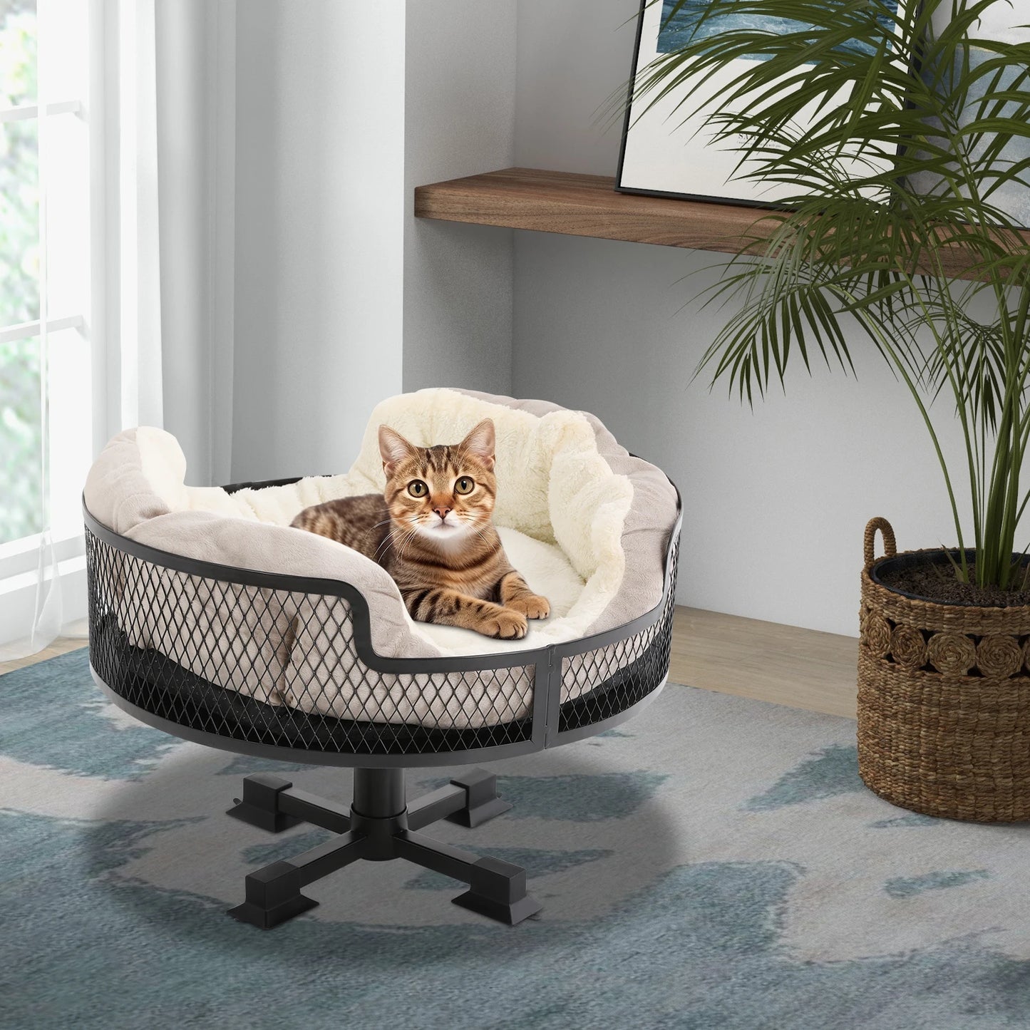 NONECN Portable Stainless Steel Elevated Cat Desk Bed Small Pets