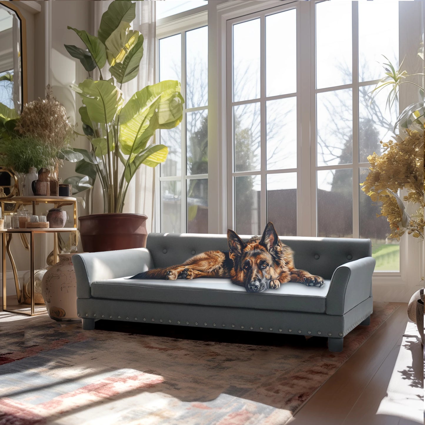 Bingopaw Durable Elevated Rectangle Dog Bed for Living Rooms