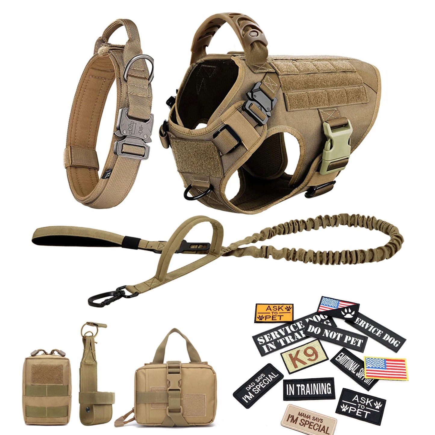 Petravel Military Dog Harness Vest Set For Malinois