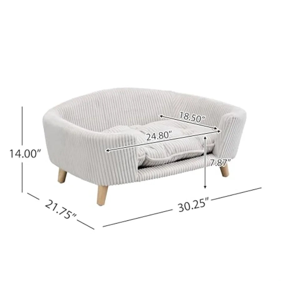 NONECN Elevated Dog Bed Frame With Corduroy Fabric And Foam