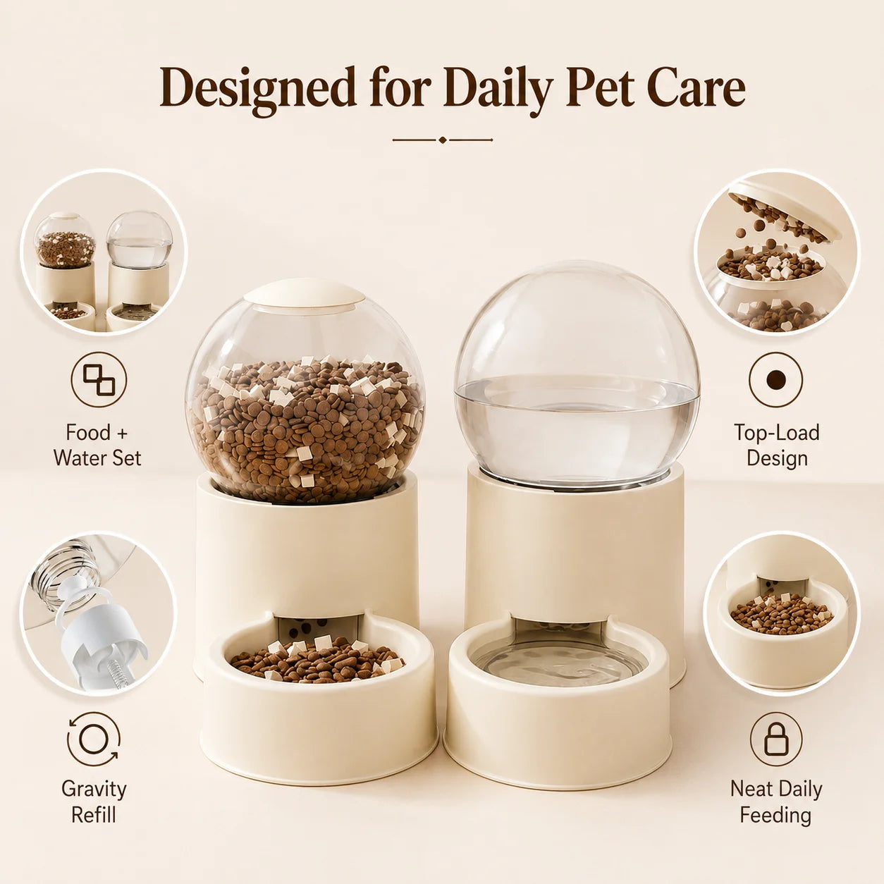 Automatic Gravity Feeder And Water Dispenser Spill Proof Dome Lid