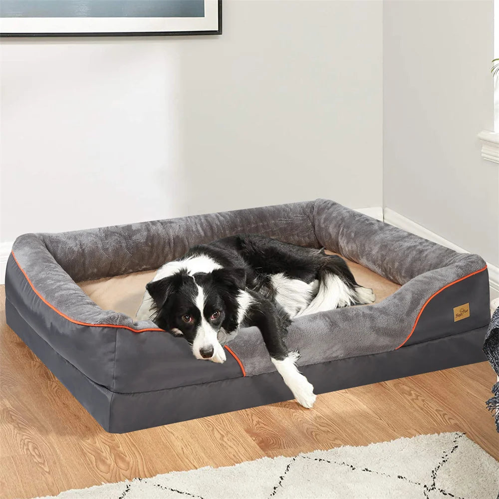 Borwart Jumbo Orthopedic Memory Foam Dog Bed with Removable Cover