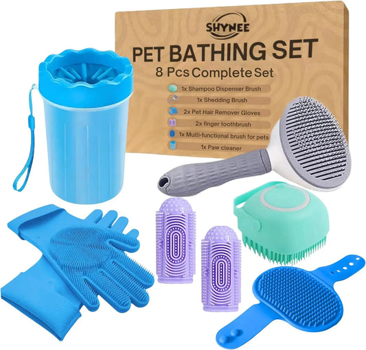 Dog Grooming Kit 8 Pieces With Shampoo Brush