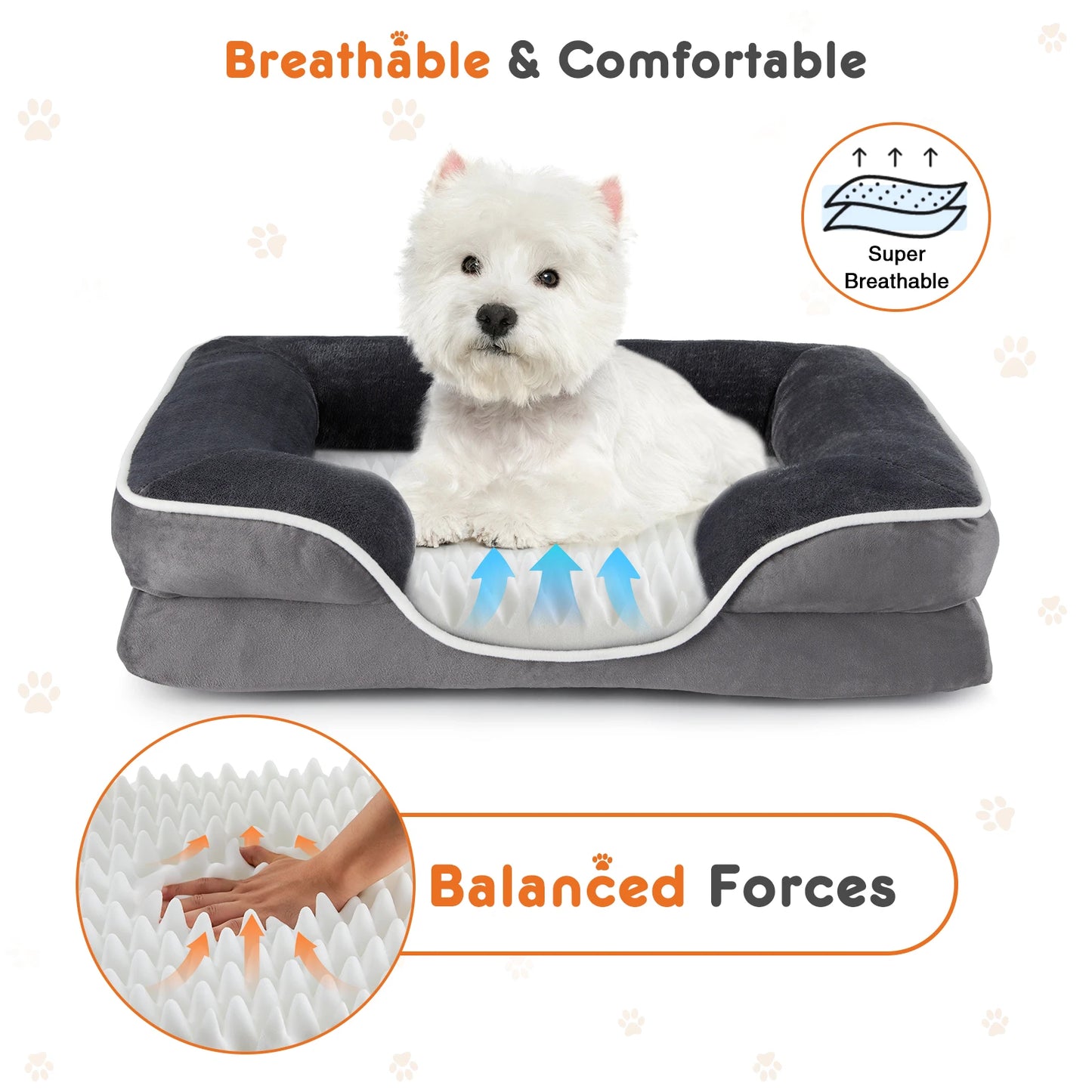 JHK Orthopedic Dog Bed With Memory Foam And Removable Cover