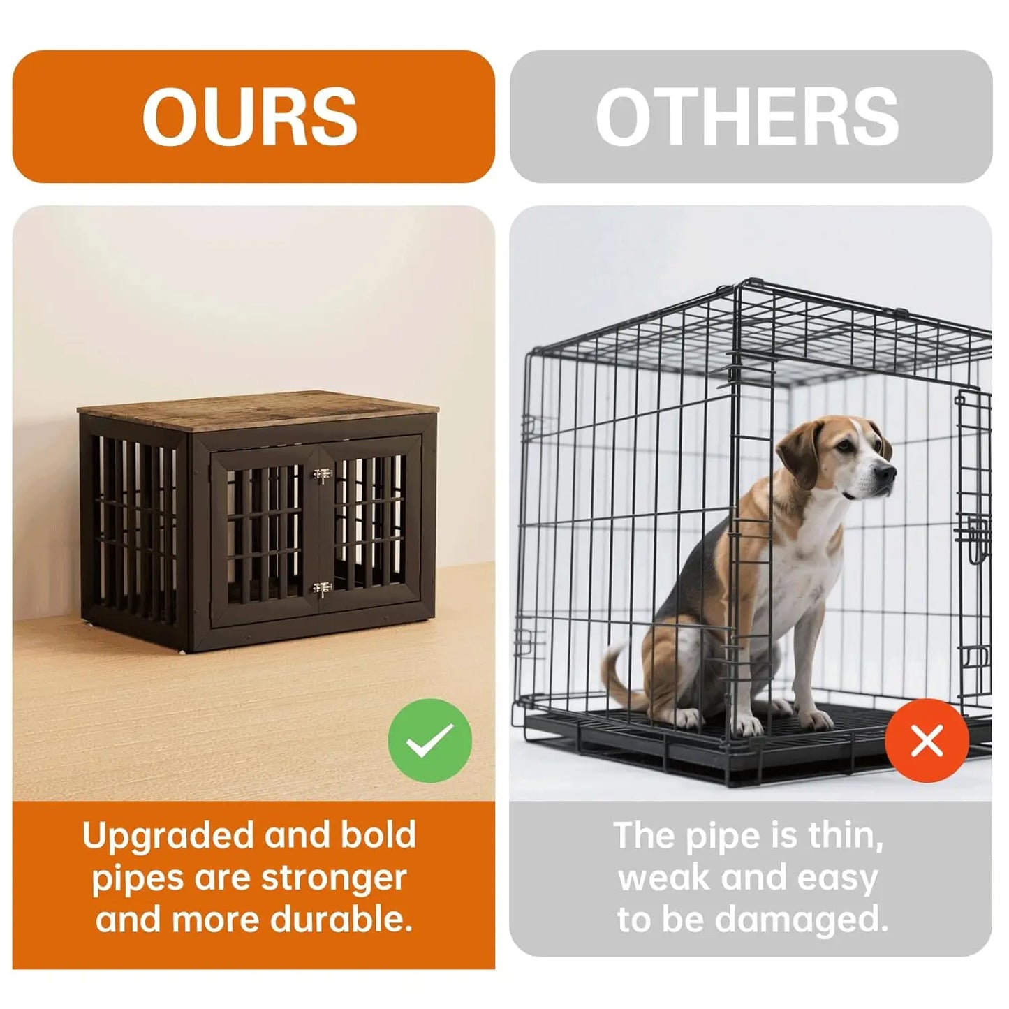 HUANZHUANG Heavy Duty Dog Crate Furniture for Indoor Use