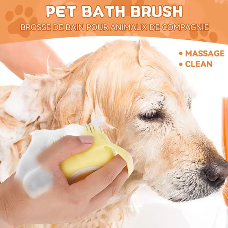 Pet Bath Massage Brush Silicone Soft Grooming Tool For Pets