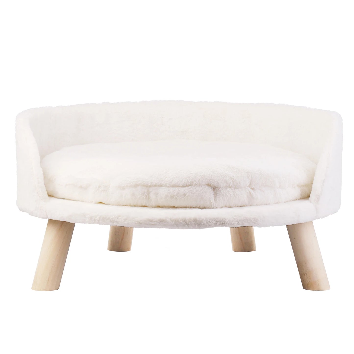 NONECN Luxury Soft Cat Bed Plush Cushion And Wood Legs