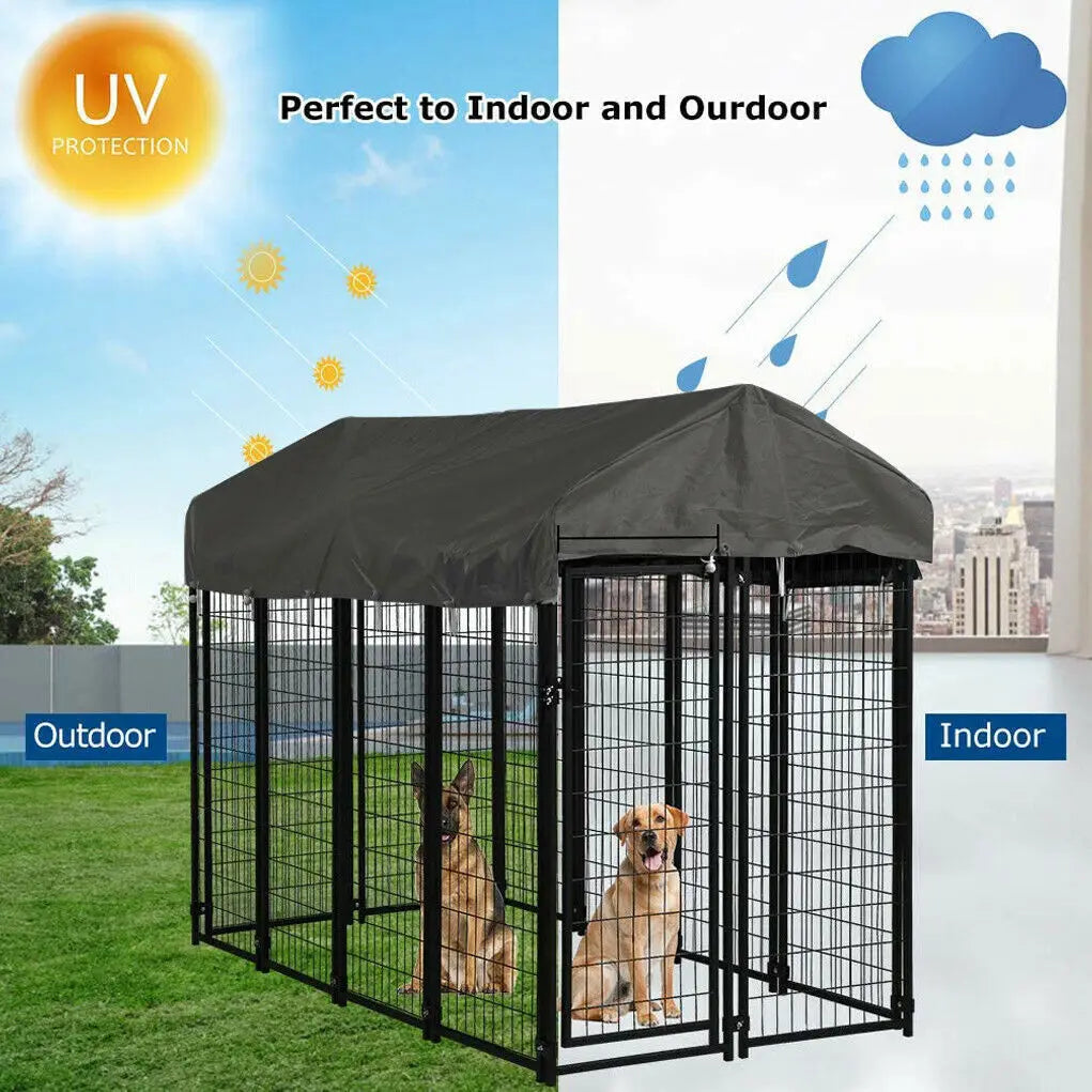 Dog Cage Pet Run Enclosure Playpen With Roof For Outdoor Kennel High Fence