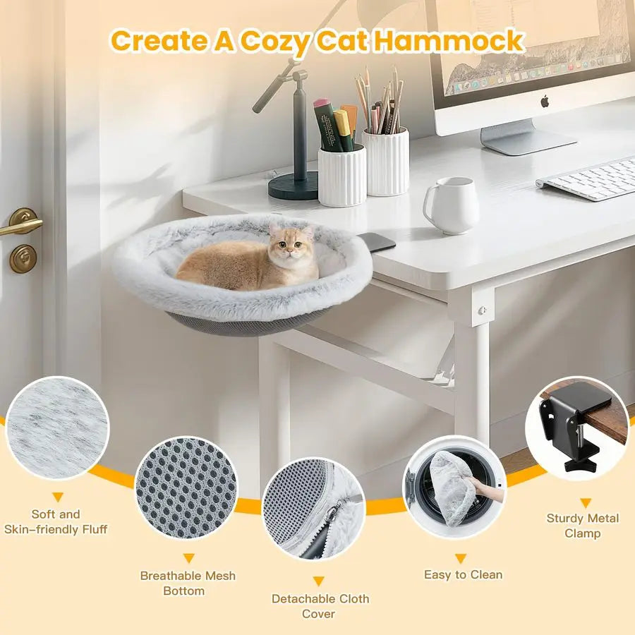 Cat Desk Bed Sunken Hammock With Steel Clamp Holds 40lbs