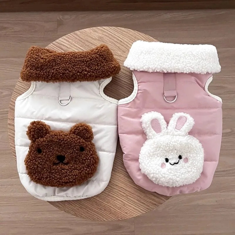Dog Fleece Bear Rabbit Coat With Cotton Padding For Dogs