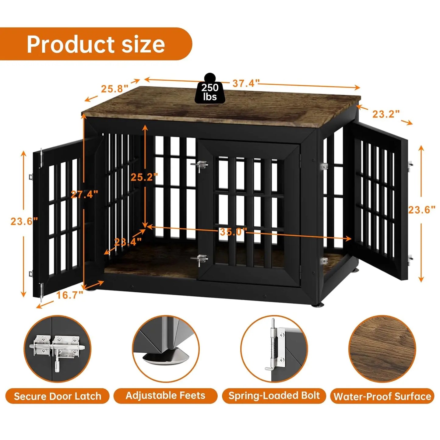HUANZHUANG Heavy Duty Dog Crate Furniture for Indoor Use
