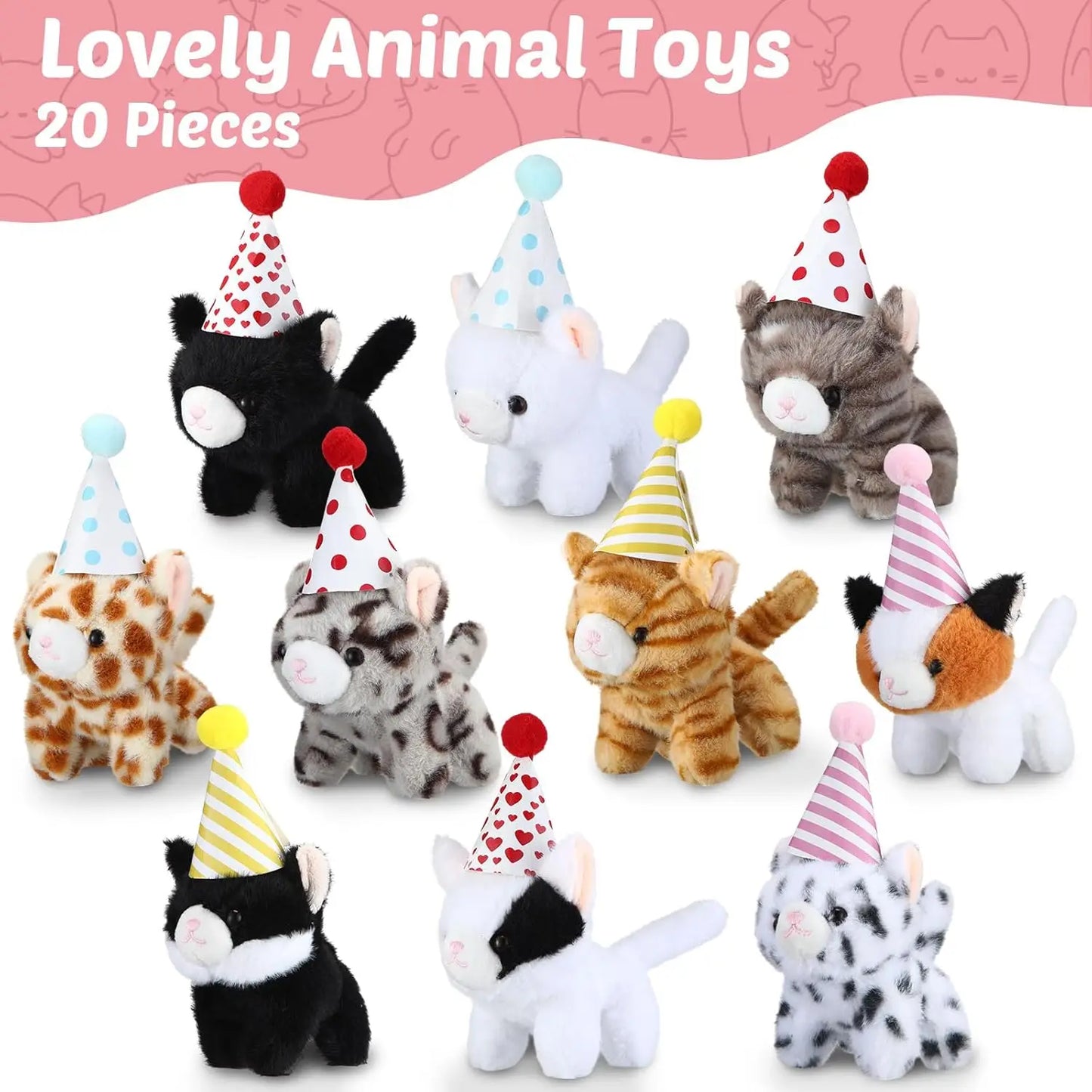 Mini Plush Cat Toys Set For Adoption Events And Parties