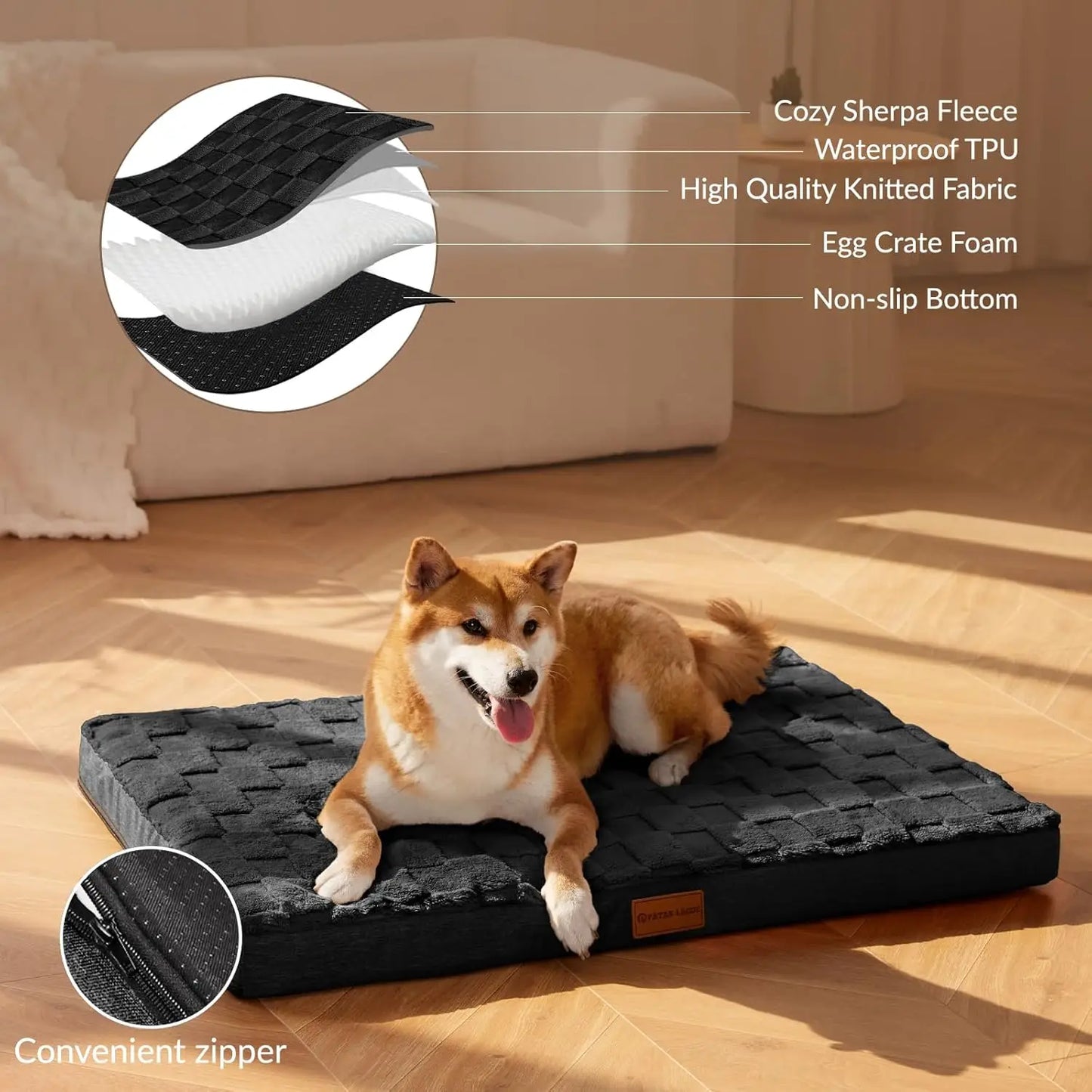 Orthopedic Dog Bed Egg Crate Foam Waterproof Removable Washable Cover