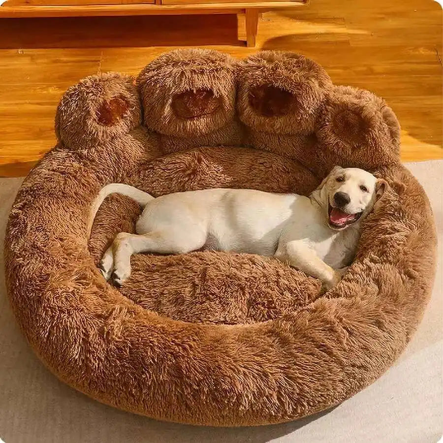 Bear-Paw Themed Winter Pet Bed For Dogs And Cats Cozy