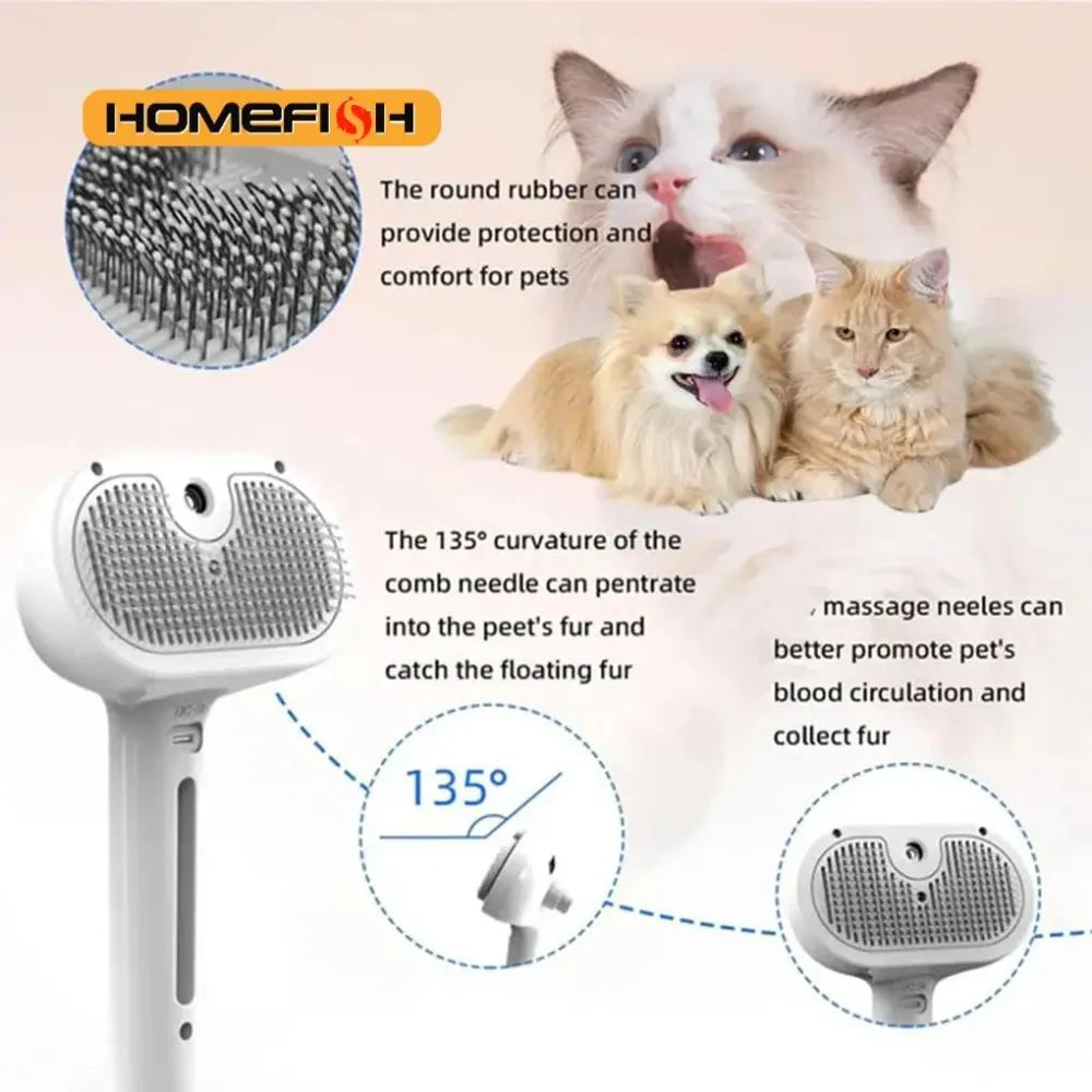 AEHOME Steam Brush For Dogs Grooming Tool With Steam Spray