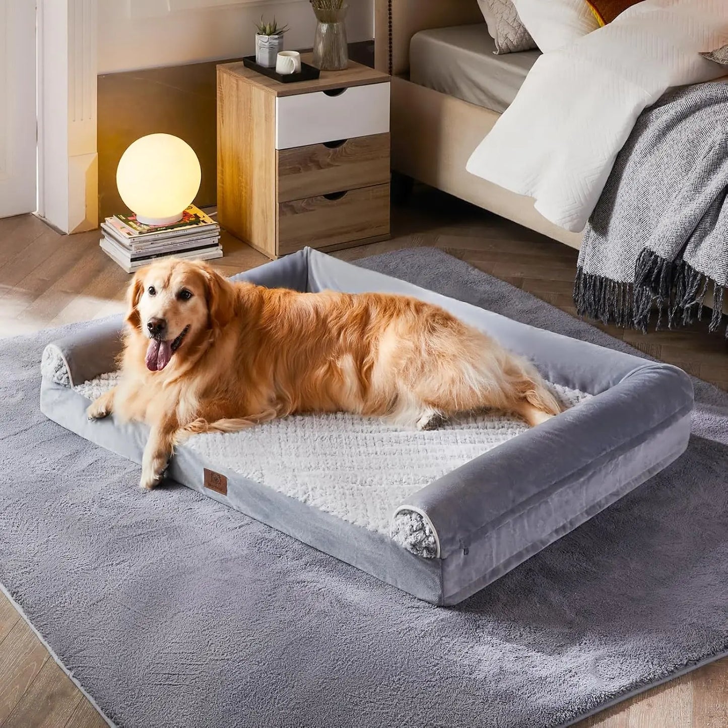 Orthopedic Dog Bed For Large Dogs With Bolstered Sides And Non Slip Base