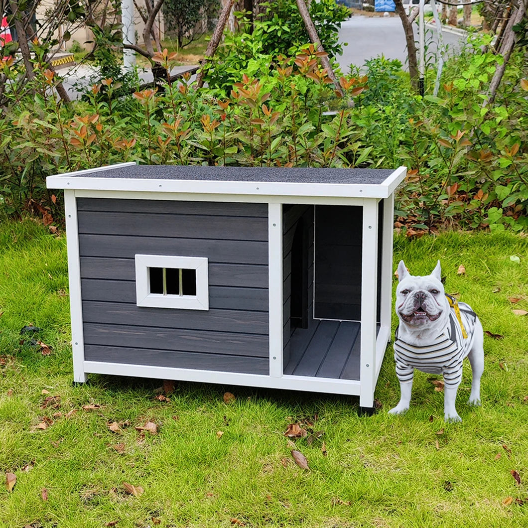 Outdoor Wooden Puppy Kennel With Waterproof Asphalt Roof