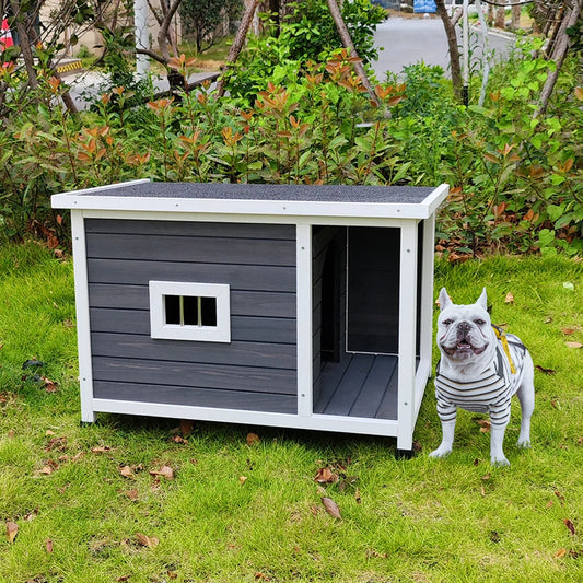 Outdoor Wooden Puppy Kennel With Waterproof Asphalt Roof