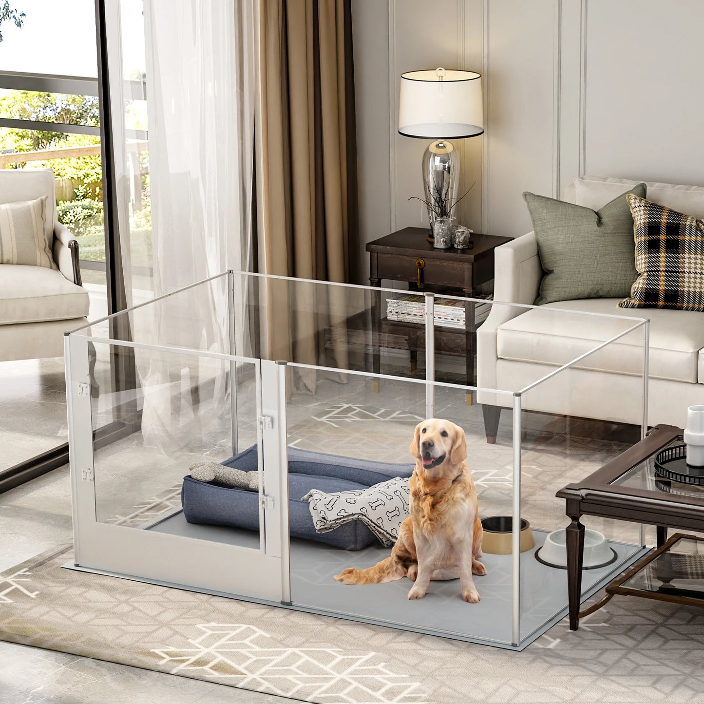 BINGOPAW Acrylic Dog Playpen Fence, 6 Panels Heavy Duty Kennels