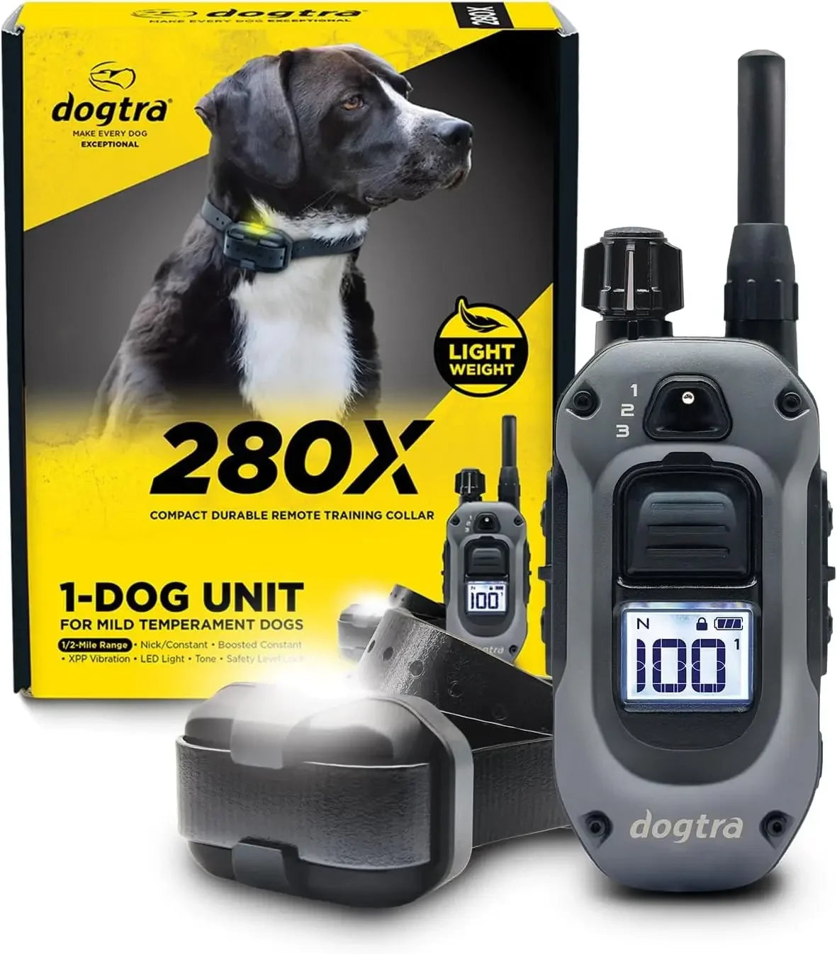 280X E Collar With Remote For Stubborn Dogs Waterproof LED