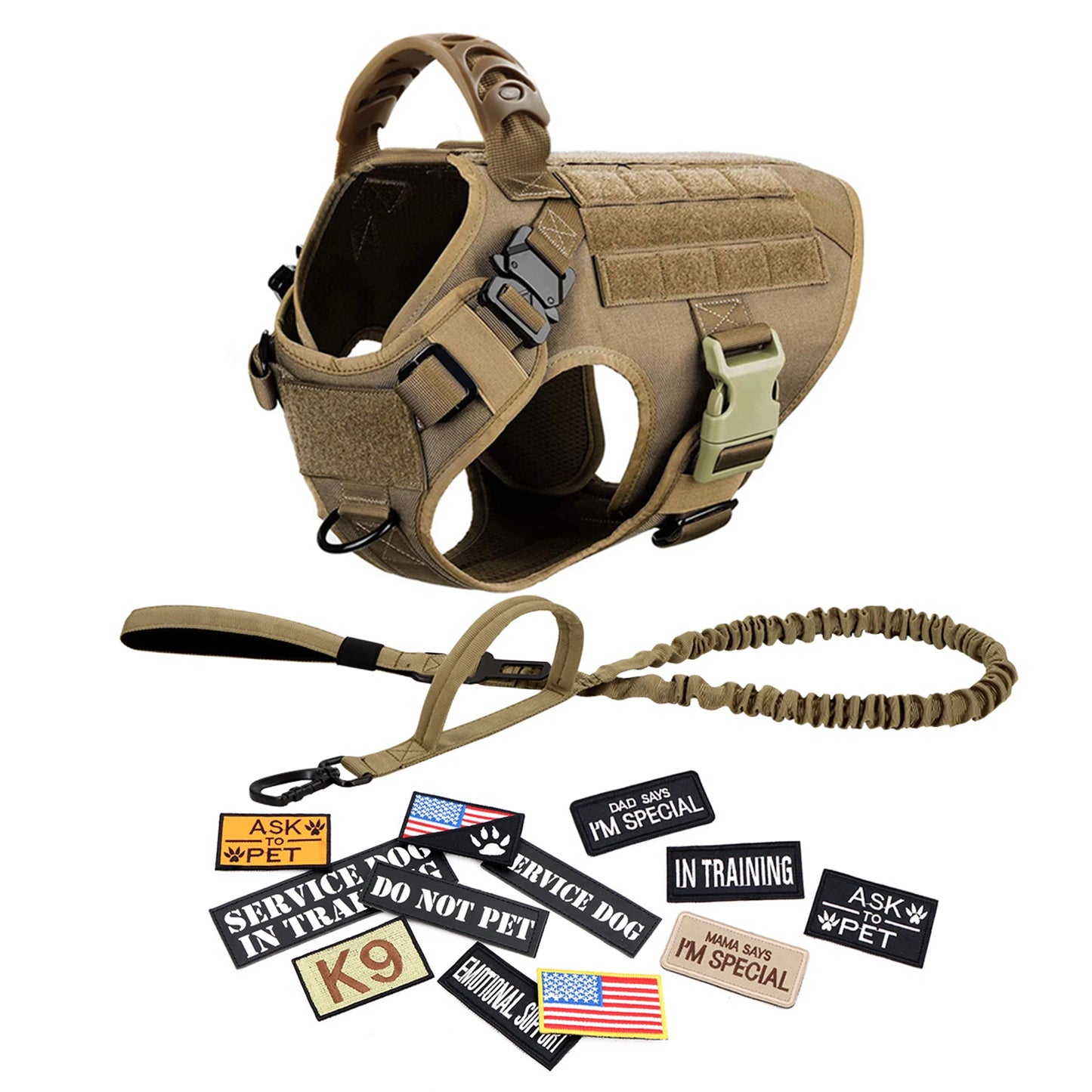 Petravel Military Dog Harness Vest Set For Malinois