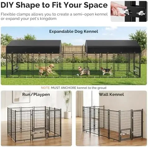 Heavy Duty Outdoor Dog Kennel With Roof Weather Resistant