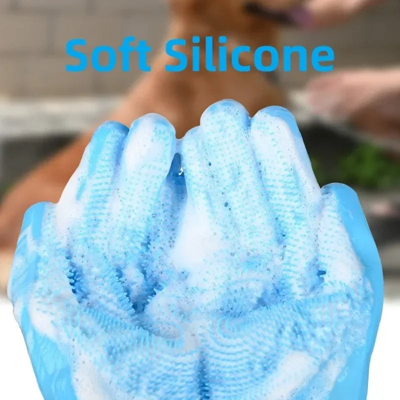 Pet Grooming Silicone Glove For Dog And Cat Bathing