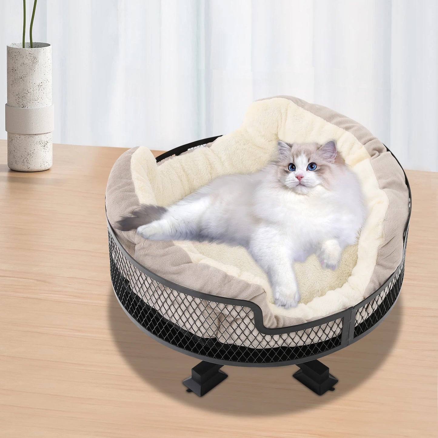 NONECN Portable Stainless Steel Elevated Cat Desk Bed Small Pets