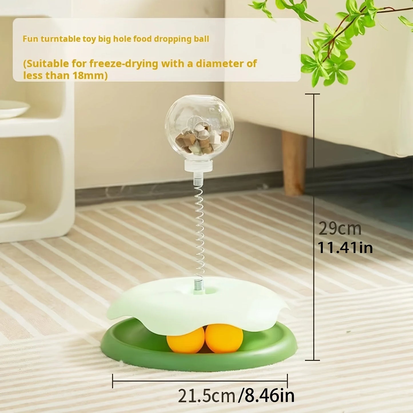Turntable Cat Toy With Treat Dispensing Ball For Self Entertainment