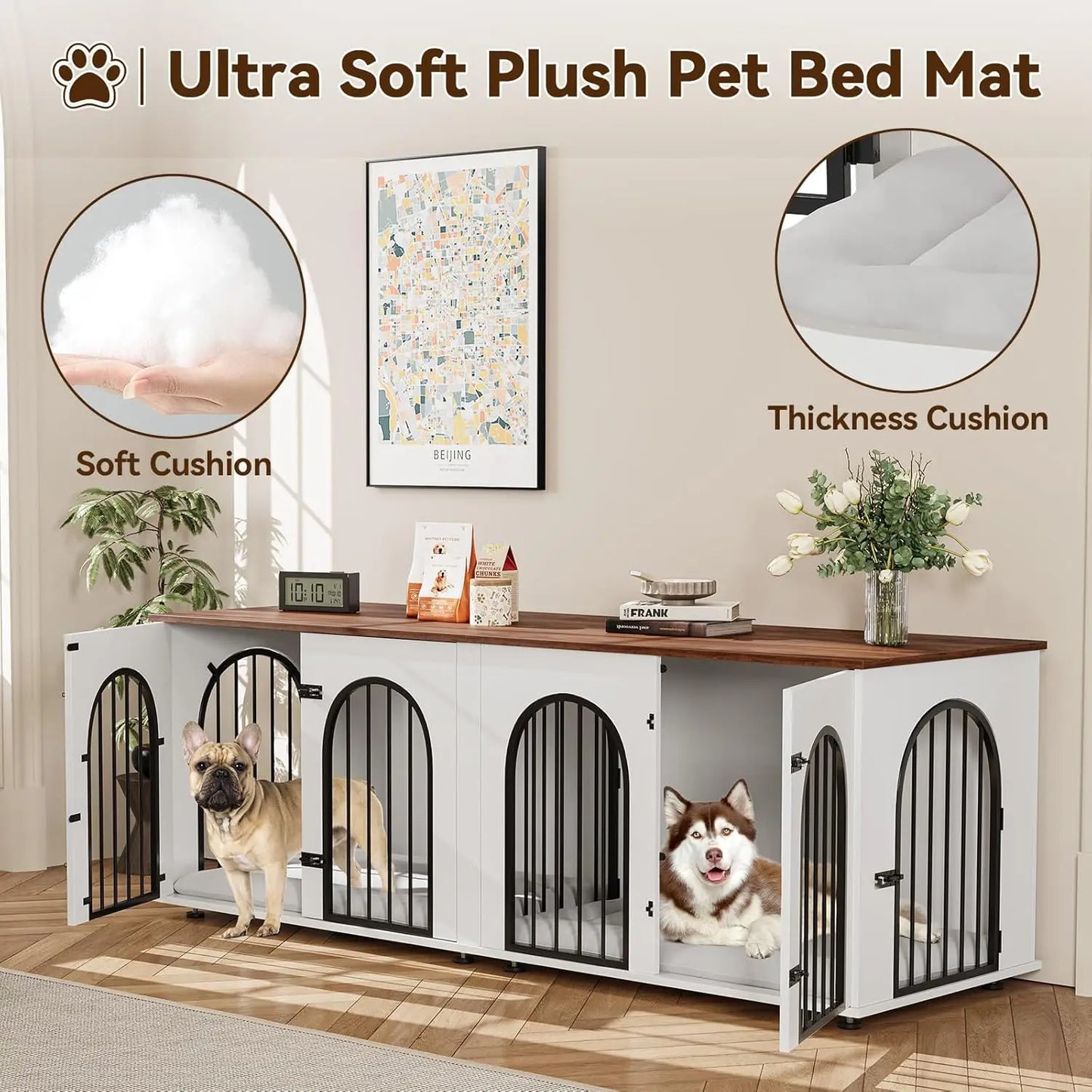 HiMISS Dog Crate Furniture Doubles As TV Stand And Kennel